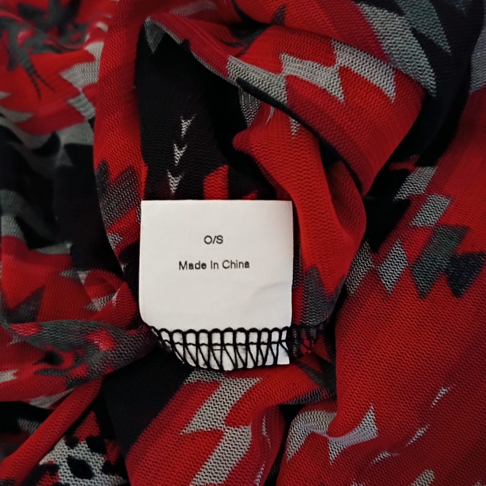 Crazy Train Red and Black Geometric Shawl - Picture 5 of 5